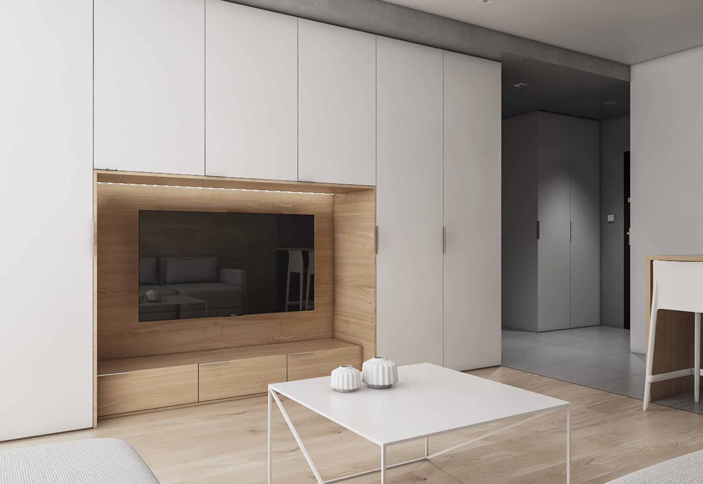 Wall mount Tv design - apartment in kudlu gate bangalore PCR Garden Mall Electronic City interior designers in bangalore