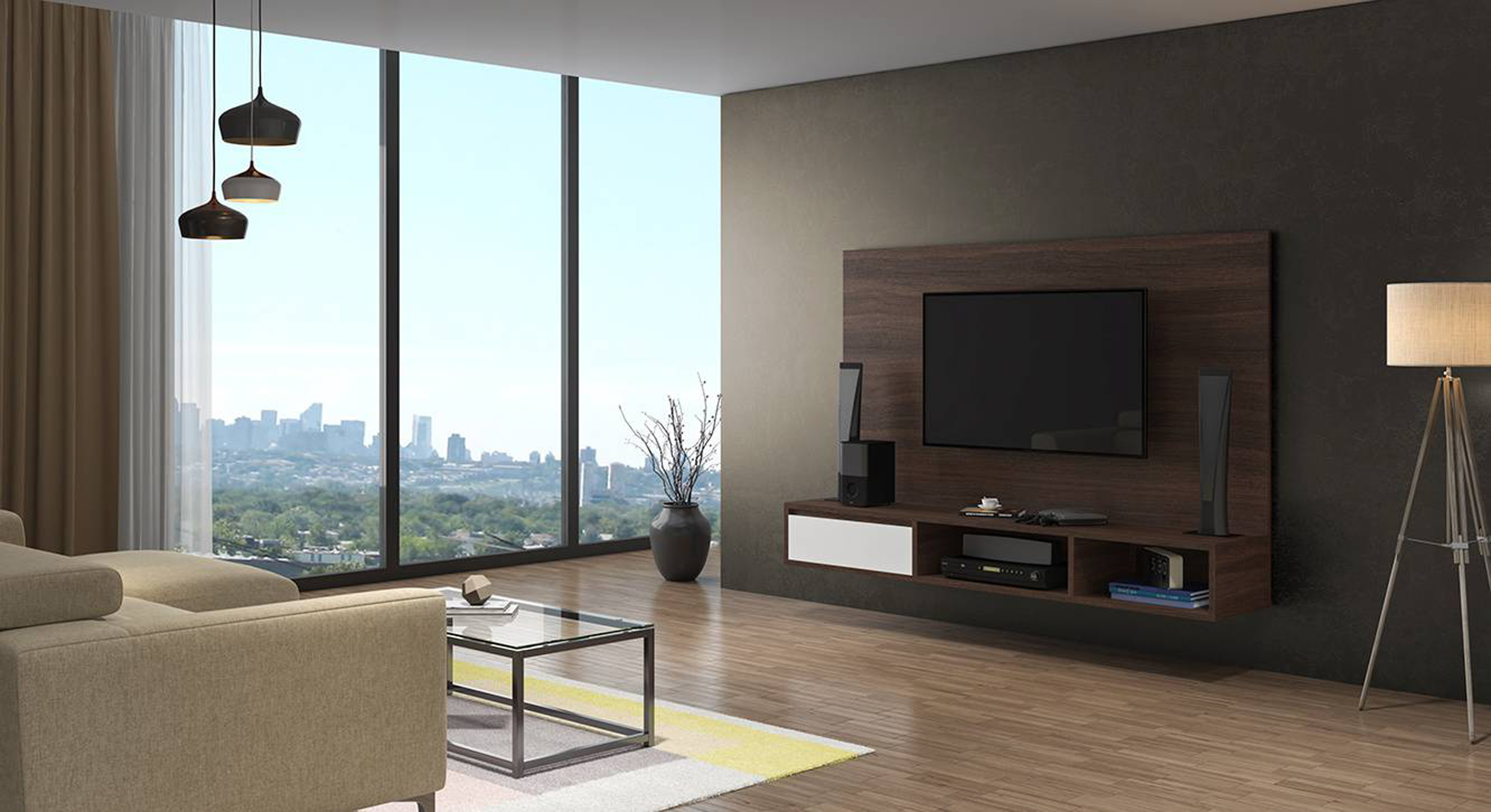 A floating console - wall mounted tv cabinet design ideas simple tv wall design electronic city bangalore